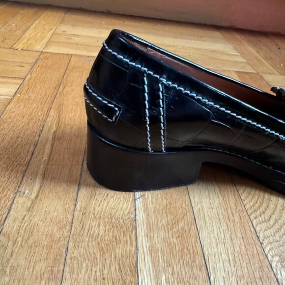 Acne Studios Leather Croc Embossed White Stitched Loafers (size 38) - Picture 12 of 14